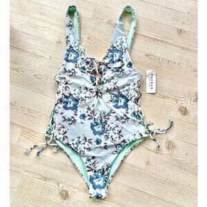 New PacSun Lace Up Floral One Piece Swimsuit‎ | Blue Size Small
